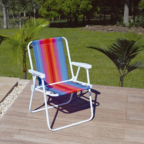 Sillas Playeras Alta Acero Rayada Mor