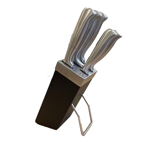 Set De Cuchillos 6 Piezas Con Base Negra