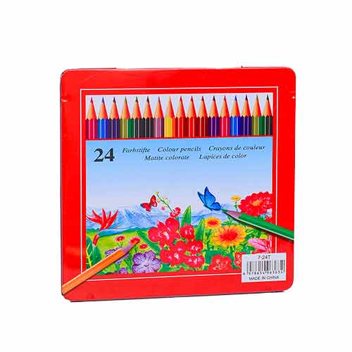 Lápices De Colores 24 Unidades Caja Metálica