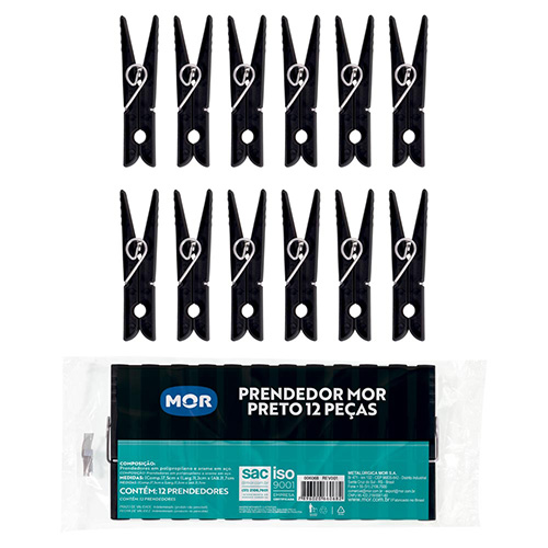 Palillos Plástico Negro 12ud Mor 6068