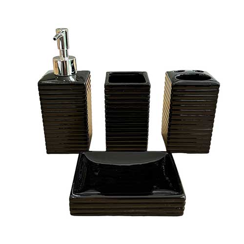 Set De Accesorios Para Baño 4 Piezas Negro