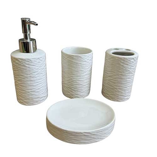 Set De Accesorios Para Baño 4 Piezas Blanco