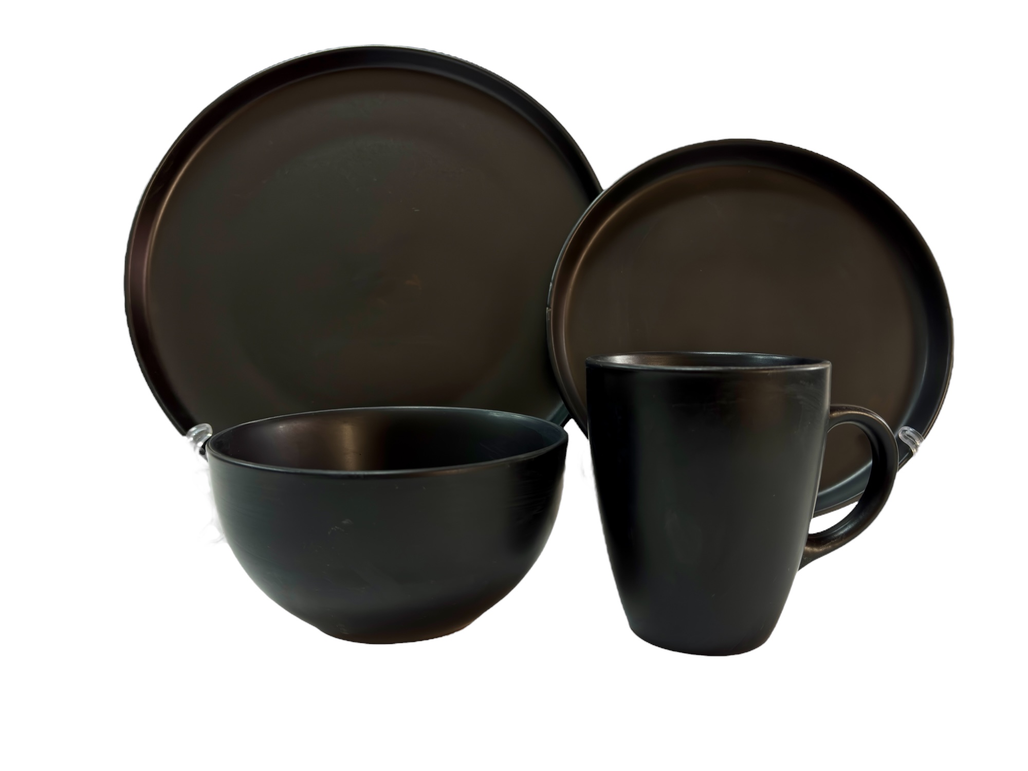 Juego De Vajilla 16 Piezas Negro Mate