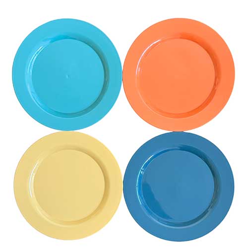 Set De 4 Platos De Plástico 25cm De Colores