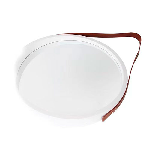 Espejos 50cm Redondo Con Marco y Tira Símil Cuero