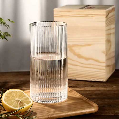 Vasos De Vidrio Largo x6 Rayado 280ml