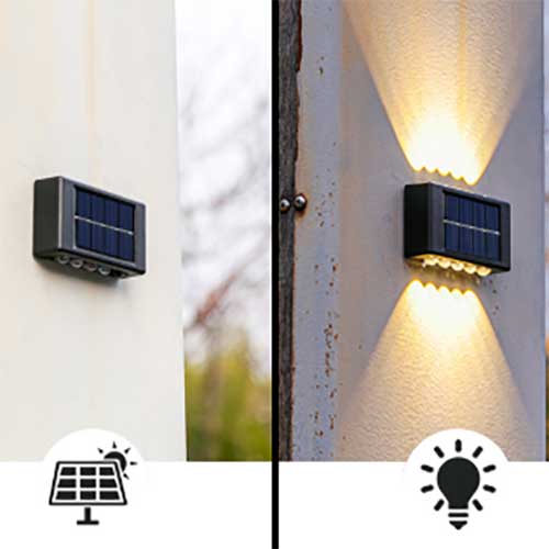 Aplique De Pared Doble Luz Led Solar 10cm
