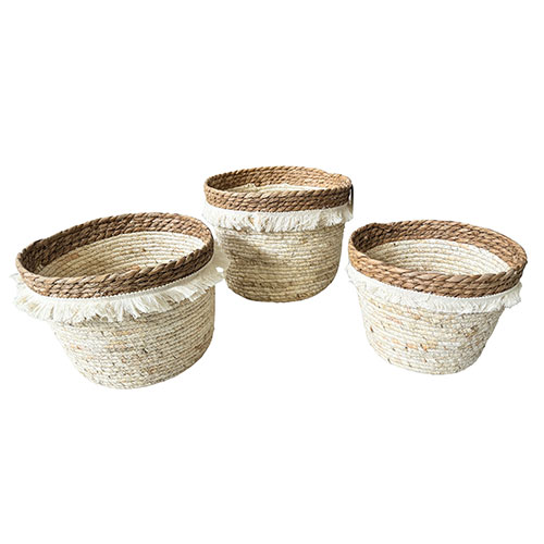 Canastos Decorativos Set x 3 Flecos Natural