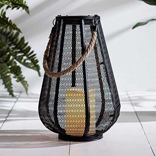 Fanal Metal Negro Asas Yute 20x25cm