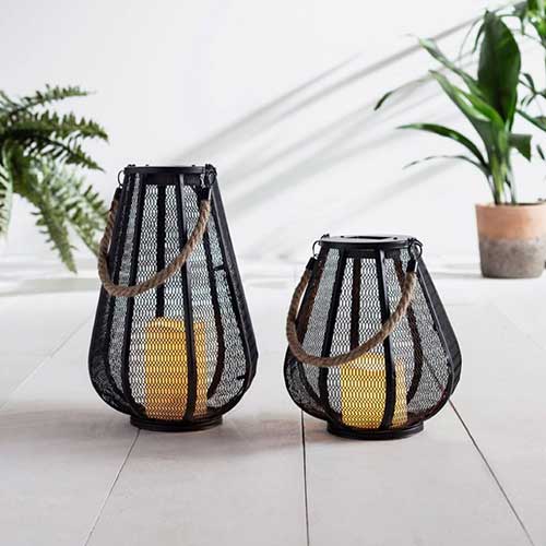 Fanal Metal Negro Asas Yute 20x33cm