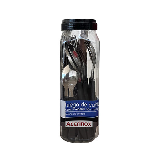 Juego De Cubiertos Acerinox 24 Piezas Tubo Negro