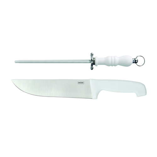 Set Asador 2P Blanco Mor 3345 Cuchilla Chaira