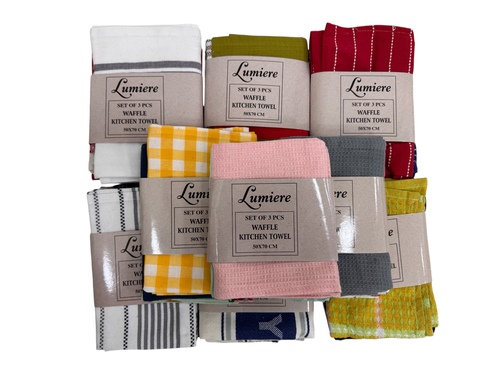 Repasadores Cocina Waffle Set x 3 Colores Surtidos
