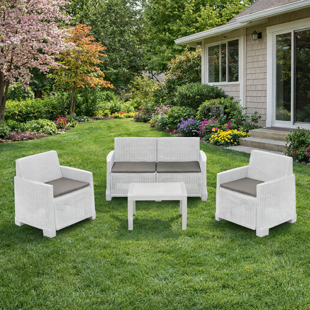 Set Jardín Arena Iseo 4 Piezas Resina Línea Rattan