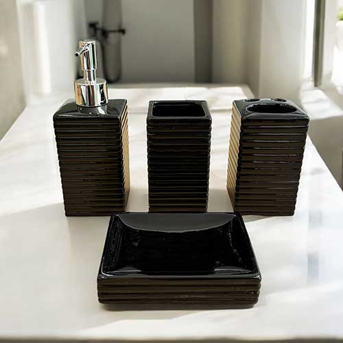 Set De Accesorios Para Baño 4 Piezas Negro