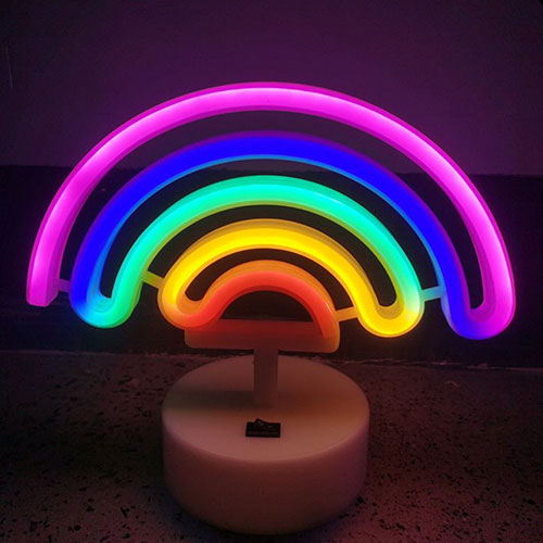 Lámpara De Neón Arcoíris Con Base