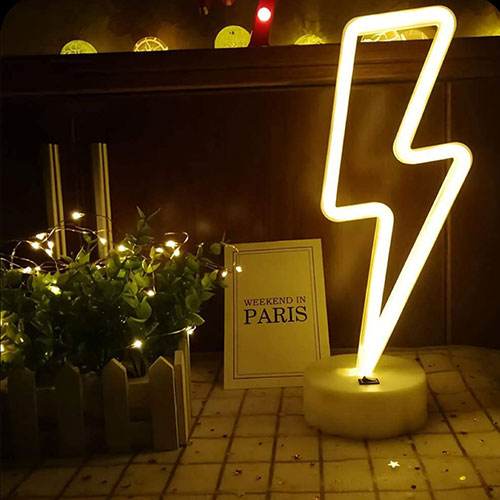 Lámpara De Neón Rayo Con Base