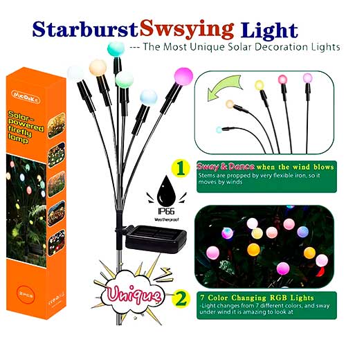 Estaca Solar Ramo Luces Led Decorativas Multicolor