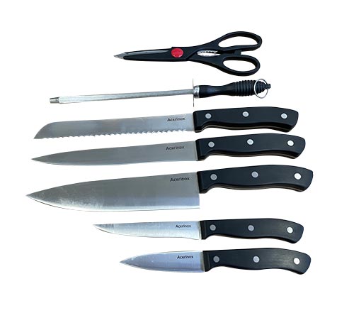 Set De Cuchillos 8 Piezas Con Base De Madera