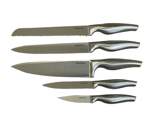 Set De Cuchillos 6 Piezas Base Madera Y Acrílico