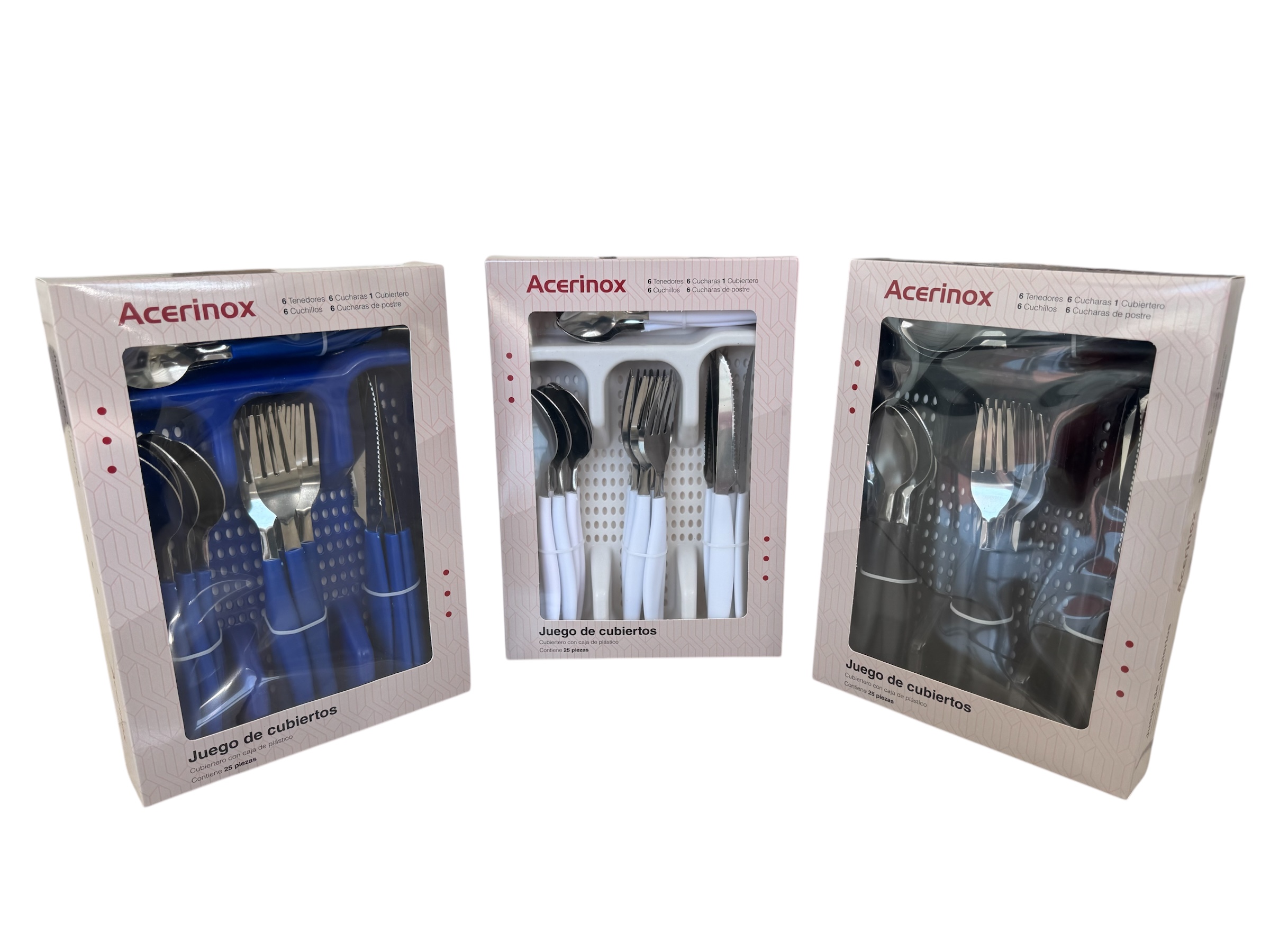 Juego De Cubiertos Acerinox 24ud. Cubertero Azul