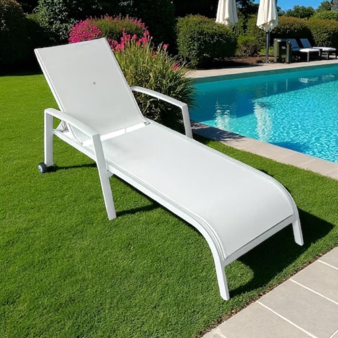 Reposera Piscina Malibú Blanco Posabrazos Aluminio