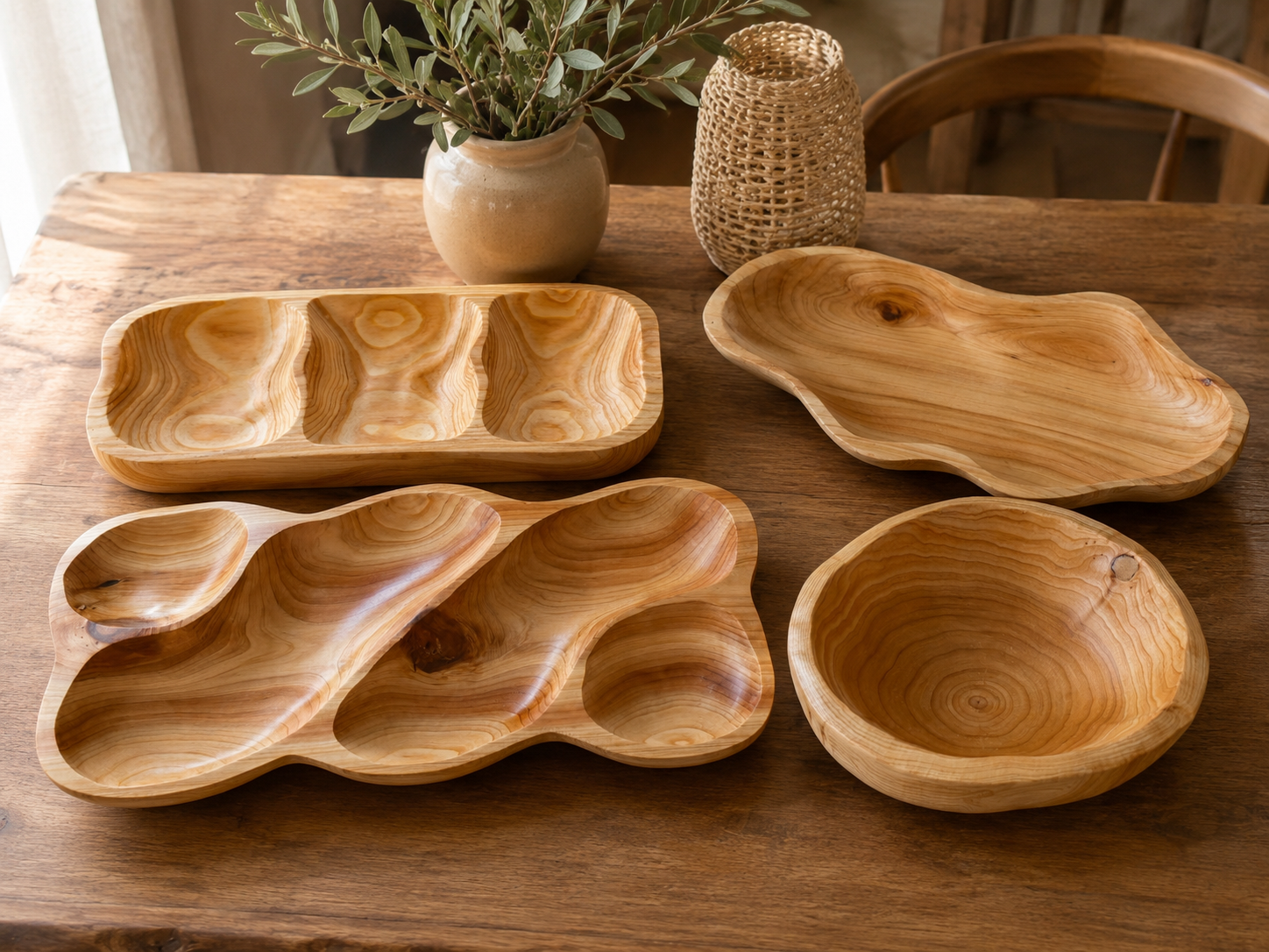 Copetinero Madera 4 Divisiones 50x24x4